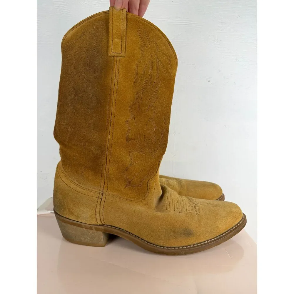 Vintage Laredo Cowboy Boot Mens 10.5 Extra Wide Drew 68216 Tan Suede Western EW